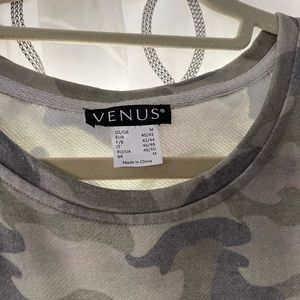 Olive green camouflage cold shoulder women’s long sleeve shirt